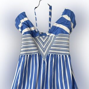 Blue and White Tanya Taylor Striped Dress